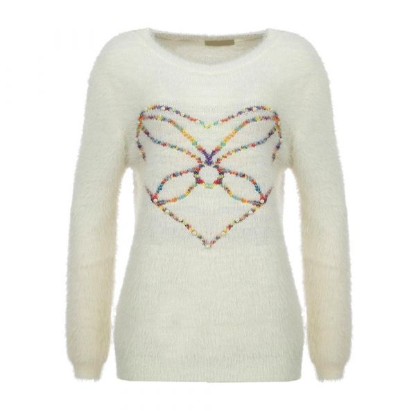 Blusa de Pelinho Longa c/ Bordado e Apliques - Bege