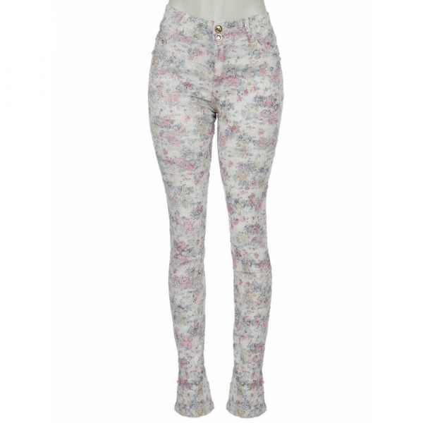 Calça Florida de Poliéster elástica de cintura alta
