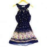 Vestido Estampado Azul c/ Florzinhas