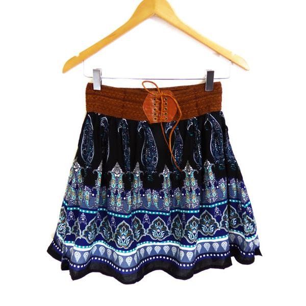 Short Saia Estampado - Azul