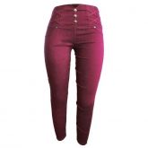 Calça de Cotton Jeans Cintura Alta - Vermelha
