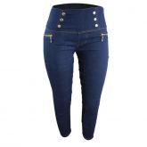 Calça de Cotton Jeans Cintura Alta