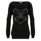 Blusa de Pelinho Longa c/ Bordado e Apliques - Preta